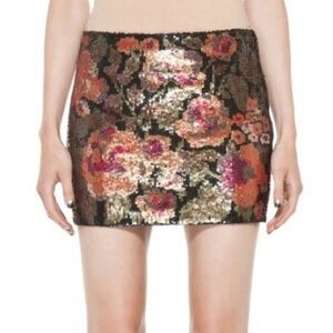 HAUTE HIPPIE Floral Sequin Mini Skirt NEW $595 Original Price Size Small